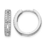 14k White Gold Diamond Hinged Round Hoop Earrings
