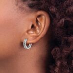 14k White Gold Diamond Hinged Round Hoop Earrings - Image 3