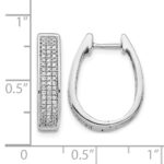 14k White Gold Diamond Large Hinged Oval Hoop Earrings - Image 4