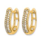 14k Polished Diamond Hinged Hoop Earrings - Image 2
