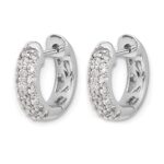 10k White Gold Diamond Hinged Hoop Earrings - Image 2