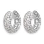 14k White Gold Diamond Hinged Hoop Earrings - Image 2
