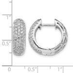 14k White Gold Diamond Hinged Hoop Earrings - Image 4