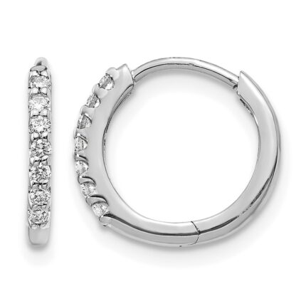 14k White Gold Diamond Hinged Hoop Earrings