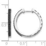 10k White Gold Black Diamond 2mm Hinged Hoop Earrings - Image 4