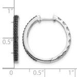 14k White Gold Black Diamond 2mm Hinged Hoop Earrings - Image 4