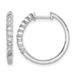 14k White Gold Polished Diamond Hinged Hoop Earrings