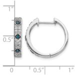 14k White Gold Blue/White Diamond Hinged Hoop Earrings - Image 4