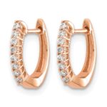 14k Rose Gold Polished Diamond Hinged Hoop Earrings - Image 2