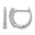 14k White Gold Polished Diamond Hinged Hoop Earrings