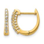 14k Gold Polished Diamond Hinged Hoop Earrings