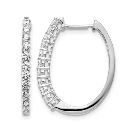 14k White Gold Diamond Hinged Hoop Earrings