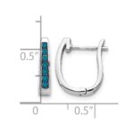 14k White Gold Blue Diamond 3mm Hinged Hoop Earrings - Image 4