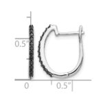 14k White Gold Black Diamond 1.3mm Hinged Hoop Earrings - Image 4