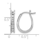 14k White Gold Diamond Oval Hinged Hoop Earrings - Image 4