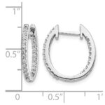 10k White Gold In/Out Diamond Hinged Hoop Earrings - Image 4