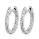 14k White Gold 1/2 carat Lab Grown Diamond VS/SI+ G+ Complete In and Out Hinged Hoop Earrings - Image 2
