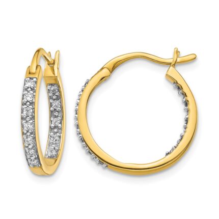 14k Diamond In/Out Hoop Earrings