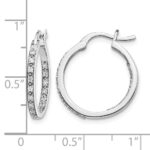 14k White Gold Diamond In/Out Hoop Earrings - Image 4