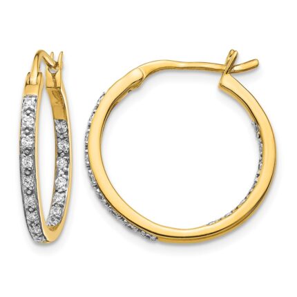 14k Diamond In/Out Hoop Earrings