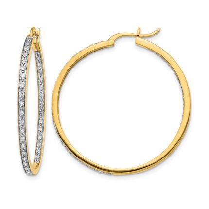 14k Diamond In/Out Hoop Earrings