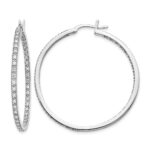 14k White Gold 7/8 carat Lab Grown Diamond VS/SI+ G+ Complete In and Out Hoop Earrings