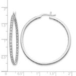 14k White Gold 7/8 carat Lab Grown Diamond VS/SI+ G+ Complete In and Out Hoop Earrings - Image 4