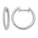 14k White Gold Diamond In/Out Hinged Hoop Earrings