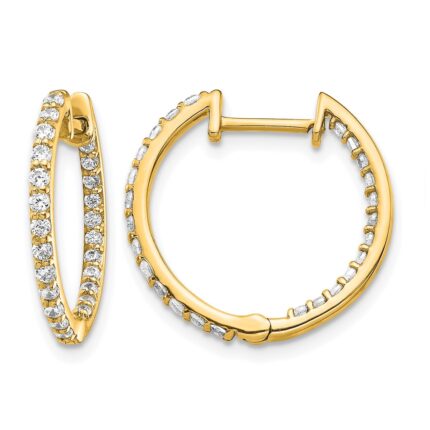 14k Diamond In/Out Hinged Hoop Earrings