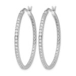 14k White Gold Diamond In/Out Hoop Earrings - Image 2