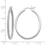 14k White Gold Diamond In/Out Hoop Earrings - Image 4