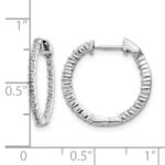 10k White Gold Polished Diamond In/Out Hinged Hoop Earrings - Image 4