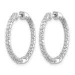 10k White Gold Polished Diamond In/Out Hinged Hoop Earrings - Image 2