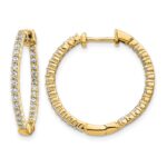 10k Gold Polished Diamond In/Out Hinged Hoop Earrings