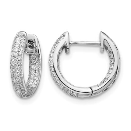10k White Gold Diamond Hinged Hoop Earrings
