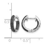 10k White Gold Black Diamond Hinged Hoop Earrings - Image 4