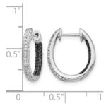 14k White Gold Black and White Diamond In/Out Hoop Earrings - Image 4