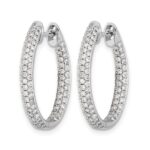 14k White Gold Diamond In/Out Hinged Hoop Earrings - Image 2
