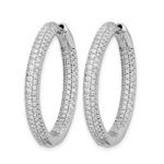 14k White Gold 1 1/2Ctw Hinged Hoop Diamond Earrings - Image 2