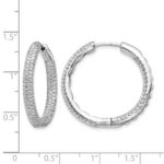 14k White Gold 1 1/2Ctw Hinged Hoop Diamond Earrings - Image 4