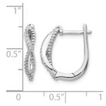 14k White Gold Diamond and Twisted Rope Hinged Post Earrings - Image 2