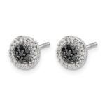 14k White Gold 1/3 carat Black/White Diamond Cluster Post Earrings - Image 2