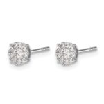 14k White Gold 1/3 carat Diamond Halo Cluster Post Earrings - Image 2