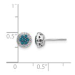 14k White Gold 1/4 carat Blue/White Diamond Cluster Post Earrings - Image 4