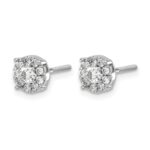 14k White Gold 1/2 carat Diamond Halo Cluster Screwback Post Earrings - Image 2