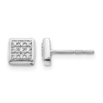 14k White Gold 1/10 carat Diamond Cluster Square Post Earrings