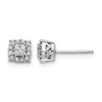 14k White Gold 1/4 carat Diamond Square Halo Post Earrings
