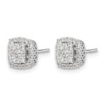 14k White Gold 1/2 carat Diamond Square Cluster Post Earrings - Image 2