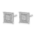 14k White Gold 1/4 carat Diamond Double Square Bezel Screwback Post Earrings - Image 2