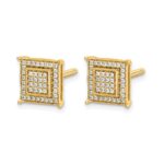 14k 1/4 carat Diamond Double Square Bezel Screwback Post Earrings - Image 2